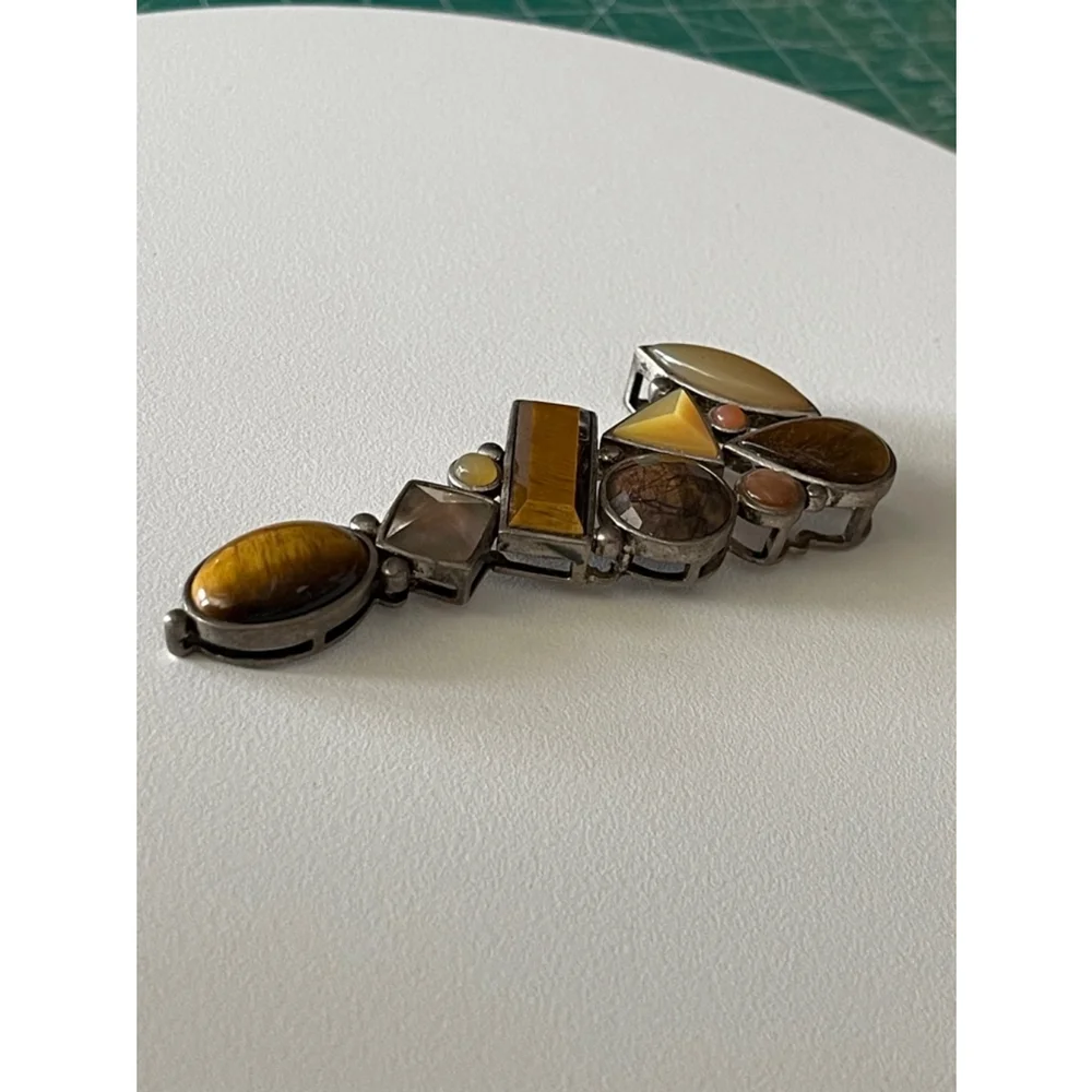 Vintage wk 925 sterling multi semi precious stone pendant